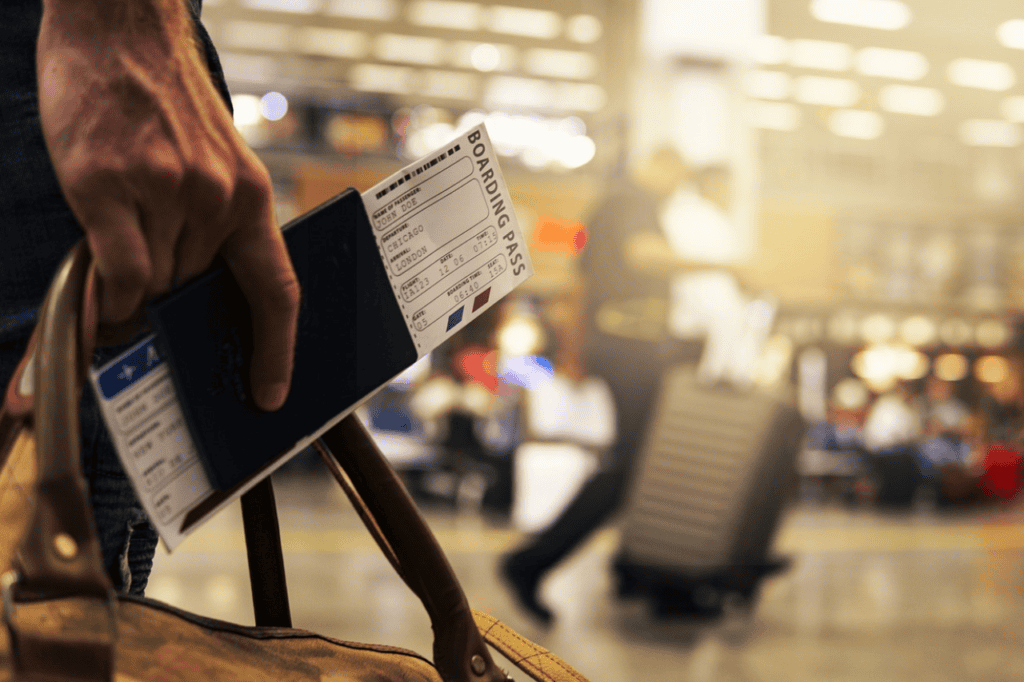 Boarding ticket for an airplane