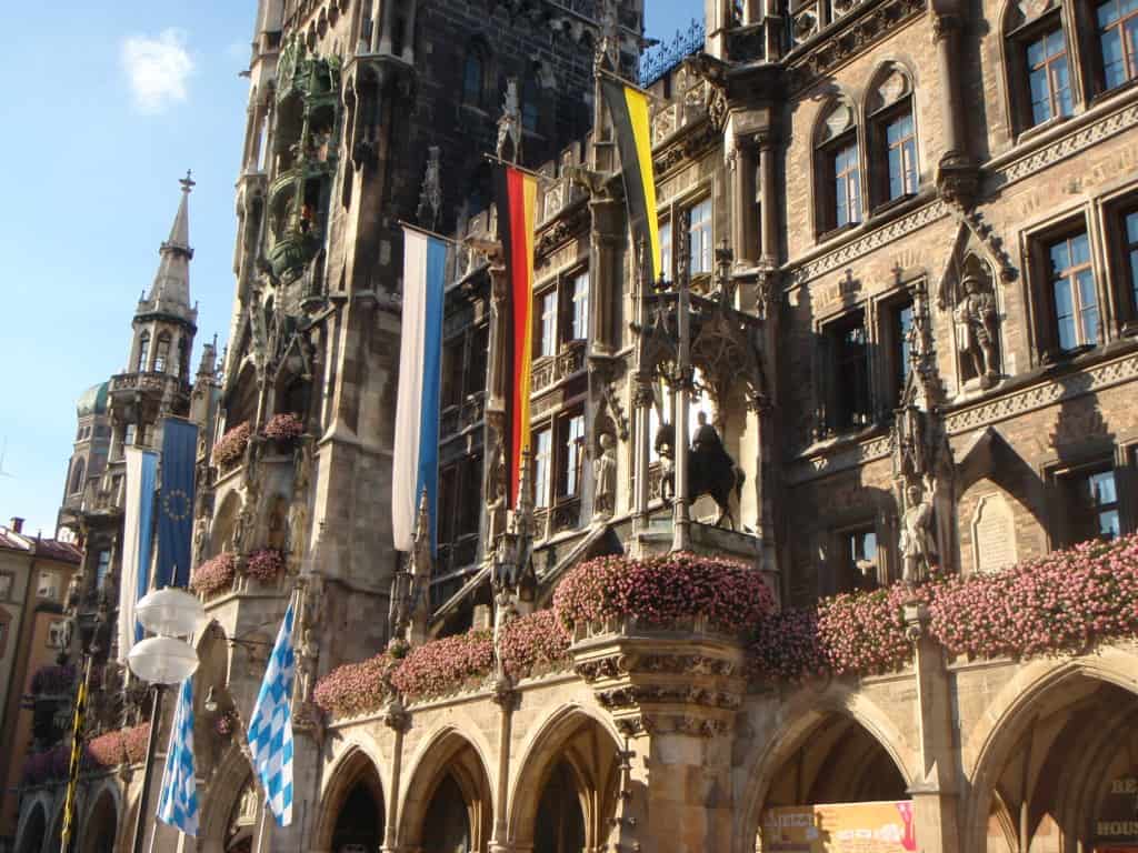 Building in Munich with german flag