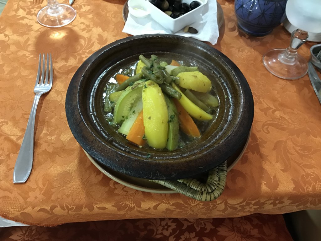 Vegetables in a Tagine Bowl in Morocco 