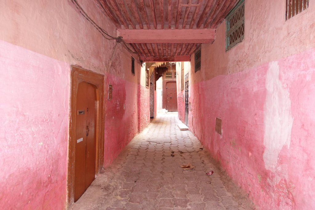 Hallway with Pink walls in Morocco