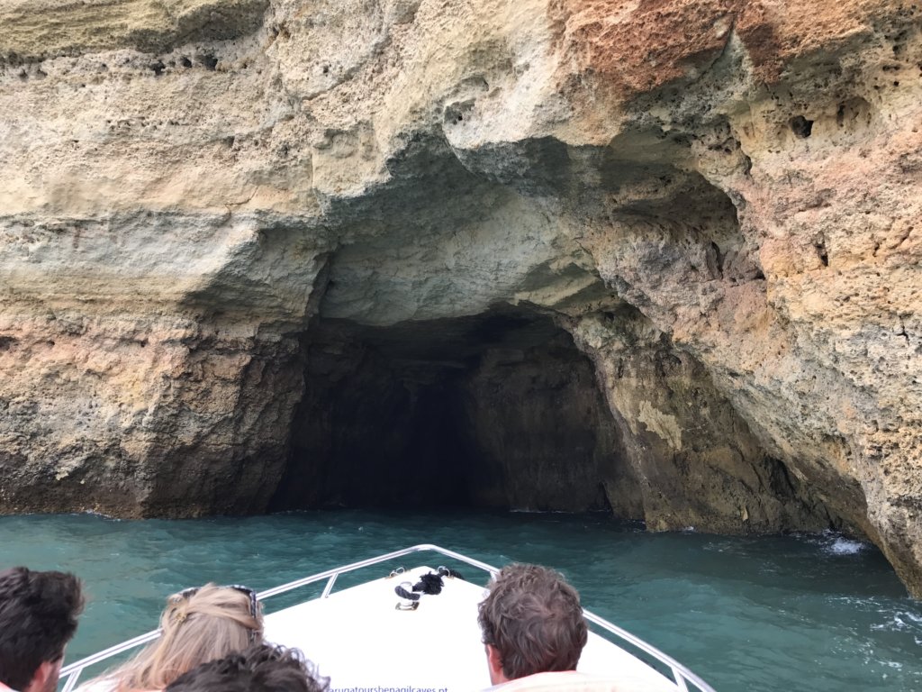 Boat heading into a Cave in the Algarve region
