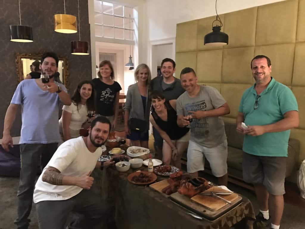 Group of people drinking wine and having fun 