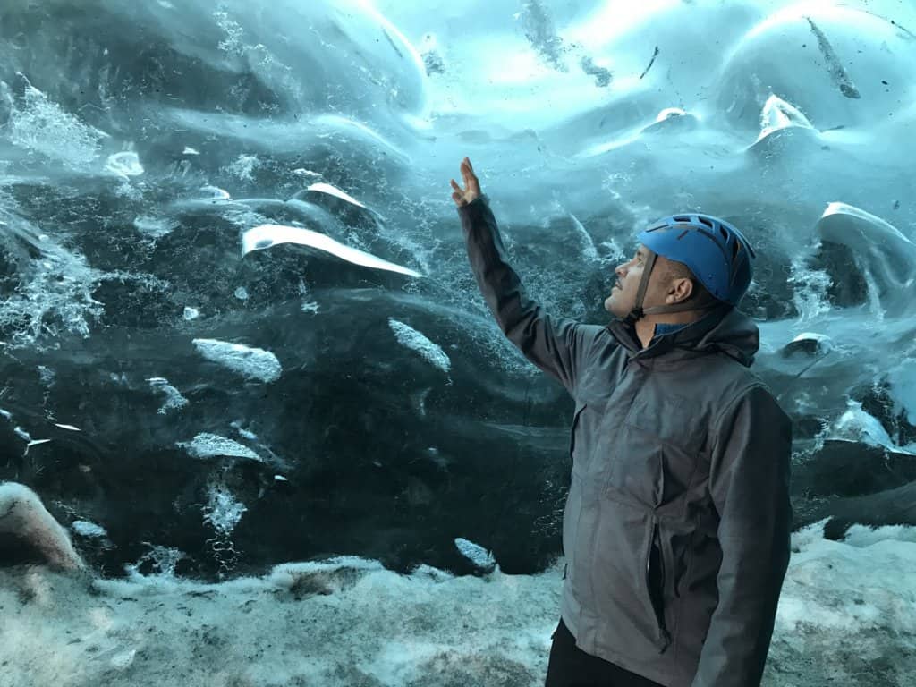 Blue and White Ice in a Cave