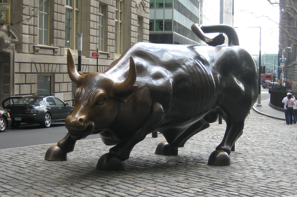 Giant bronze Bull in the financial district