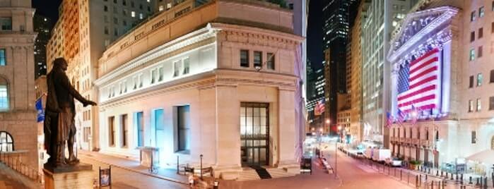Marble White building on Wall Street, original JP Morgan's bank 