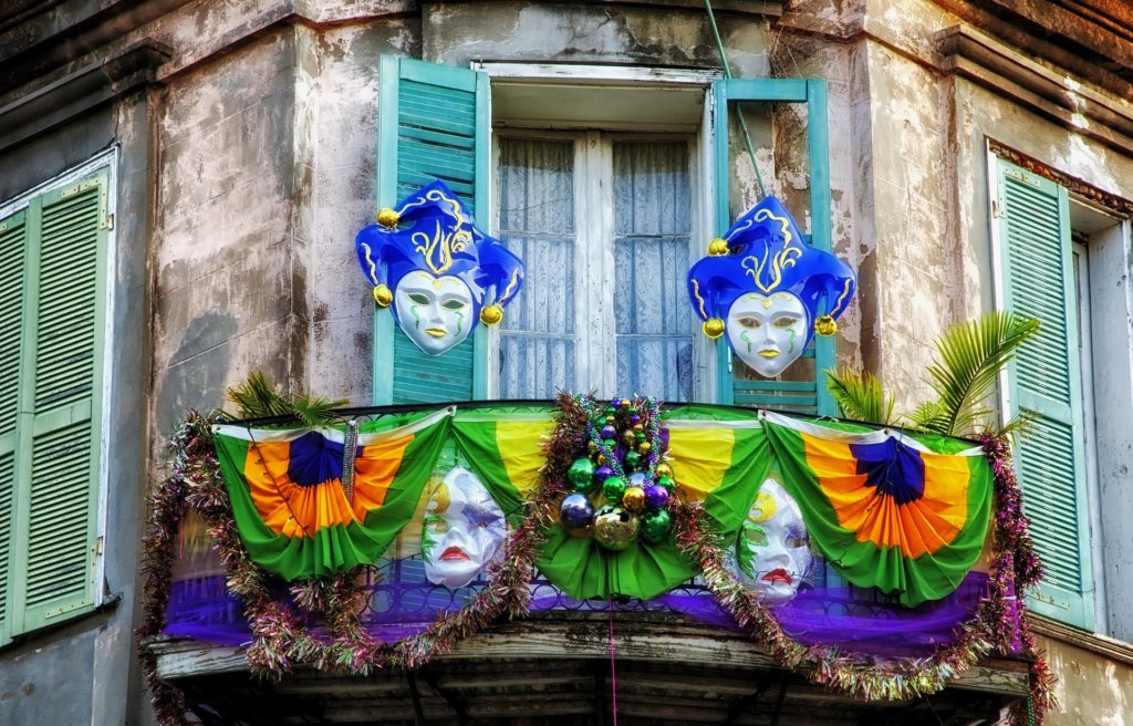 Outside of a Mardi Gras Building