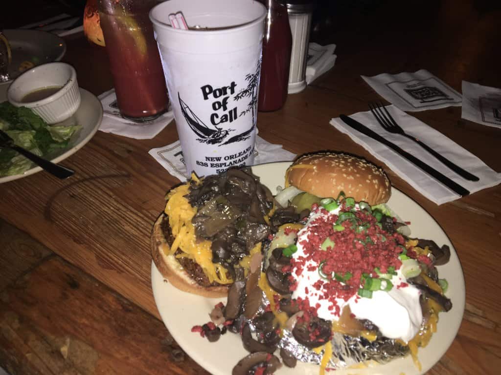 Beer, Baked Potato and Monsoon drink at Port of Call in Nola