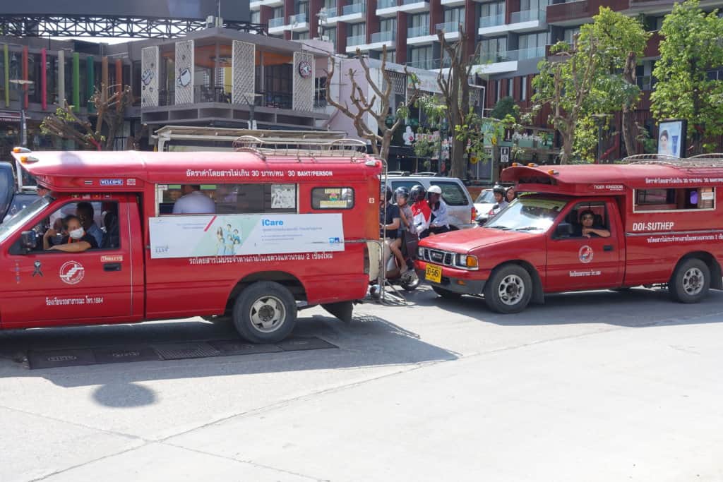 Two red buses