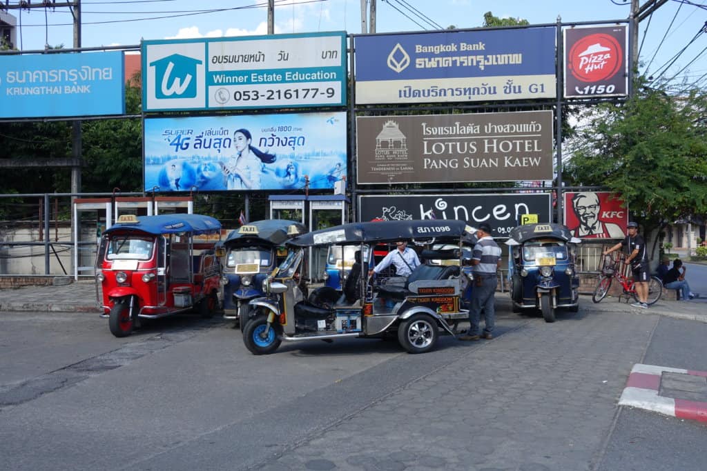 Multiple Tuk Tuks lined up 