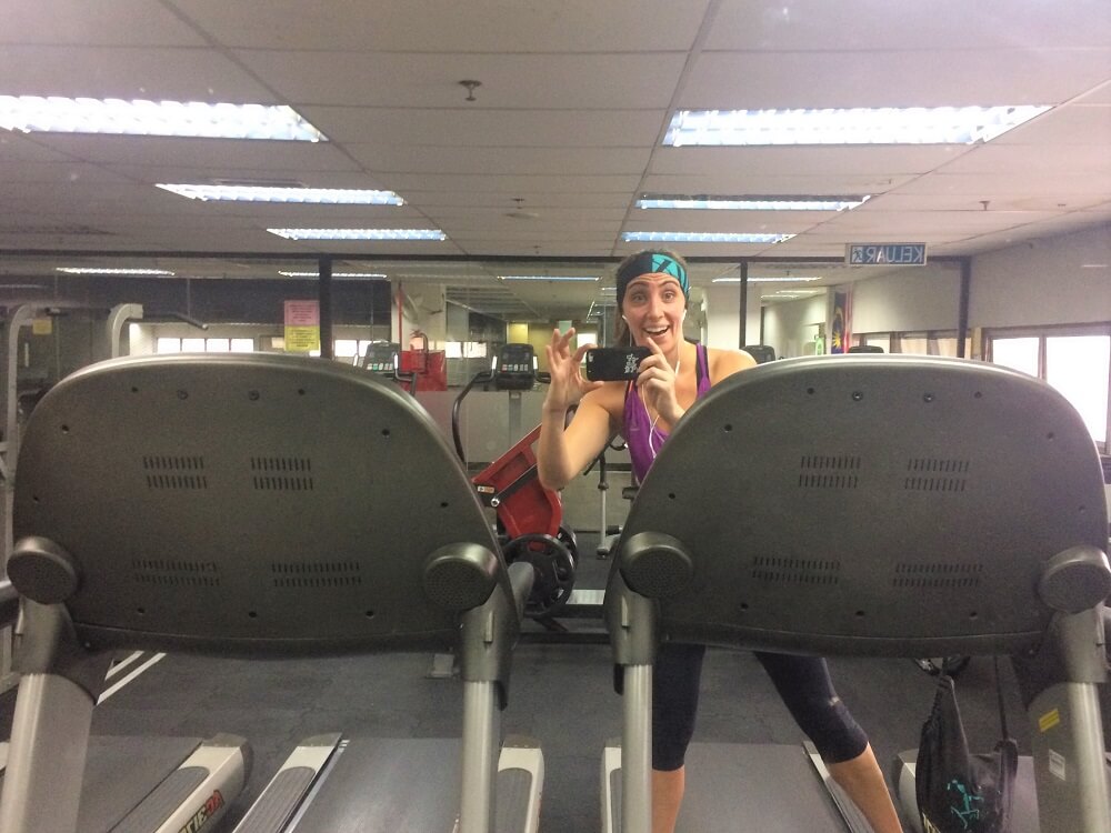 Gina on a treadmill at a gym
