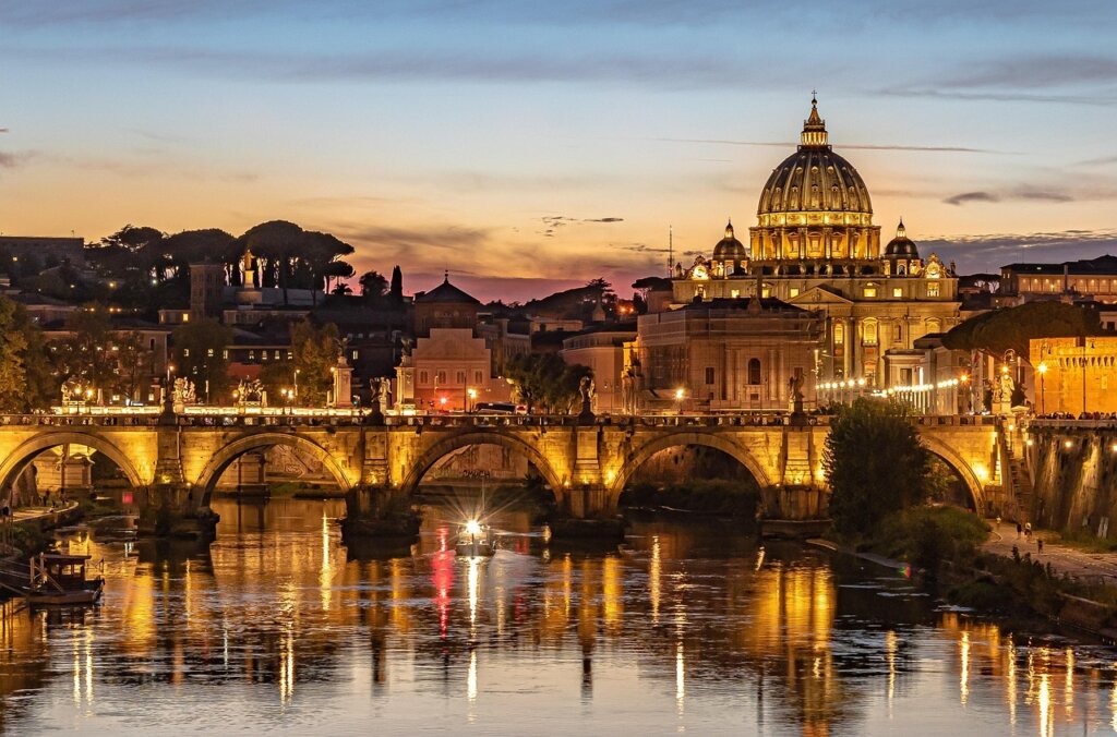 Rome skyline at night 