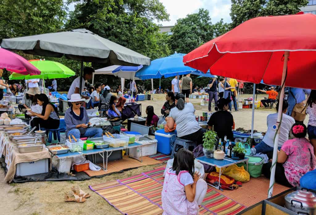 People eating at food stalls in Thai Park 