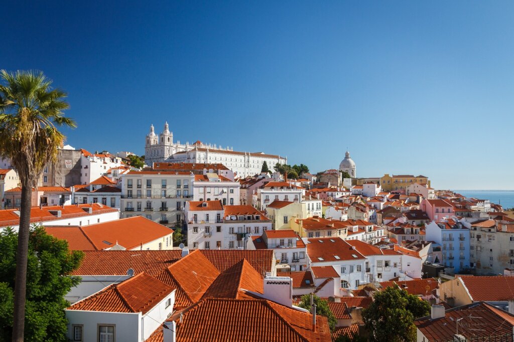 Orange and white rooftops in Lisbon 