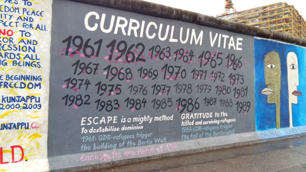 Dates written on the Berlin Wall as an art piece