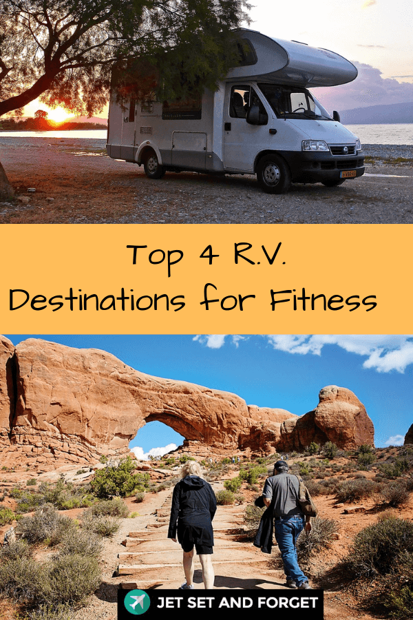 This post details the top four RV fitness destinations. Park your recreational vehicle from east to west and still get your sweat on!