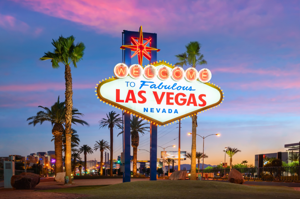 Las Vegas sign at sunset 