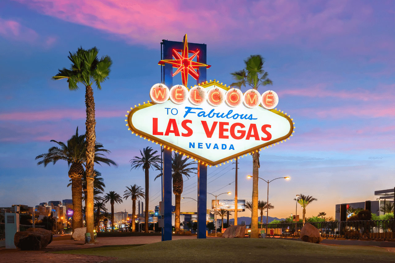 Las Vegas sign at sunset