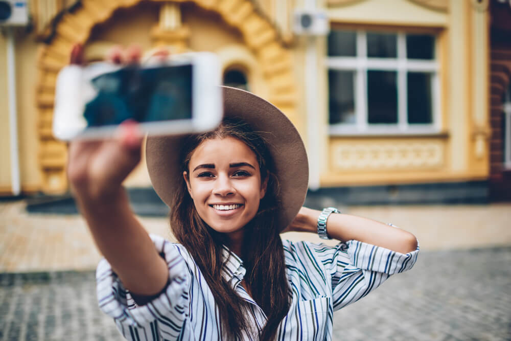 A woman taking a selfie