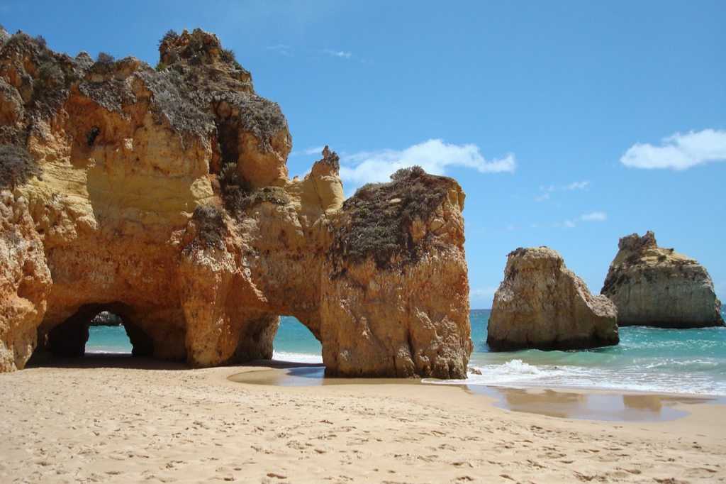 Beautiful sandy beach in the Algarve region, Portugal 