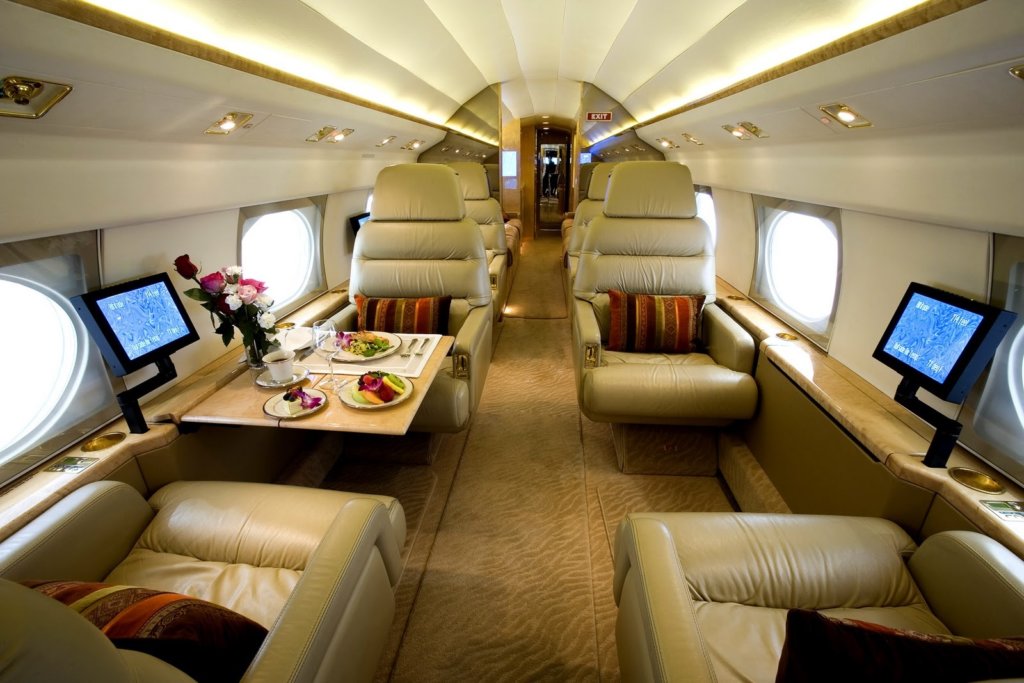 Interior of Private jet of chartered flights