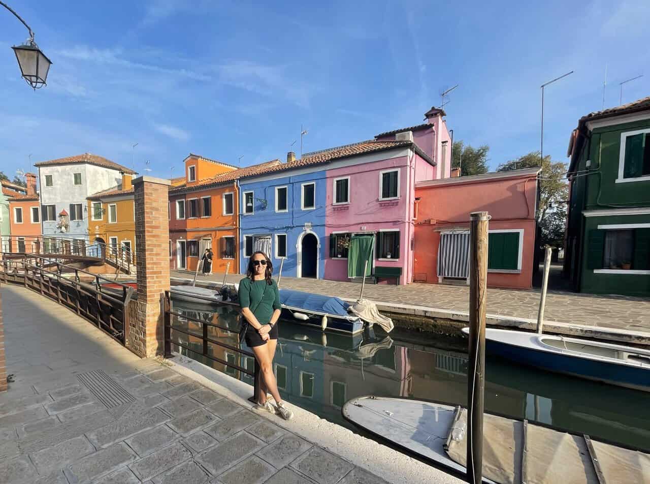 Gina standing in Burano Italy