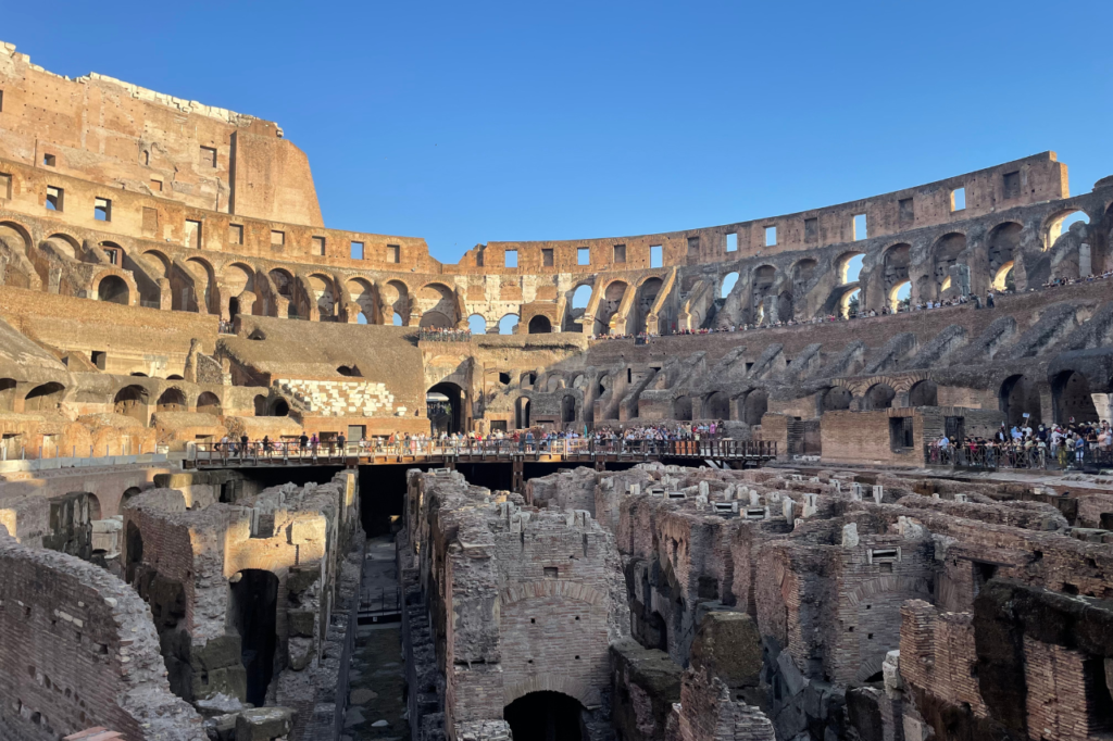 A view from the lower level of the Colosseum in Rome