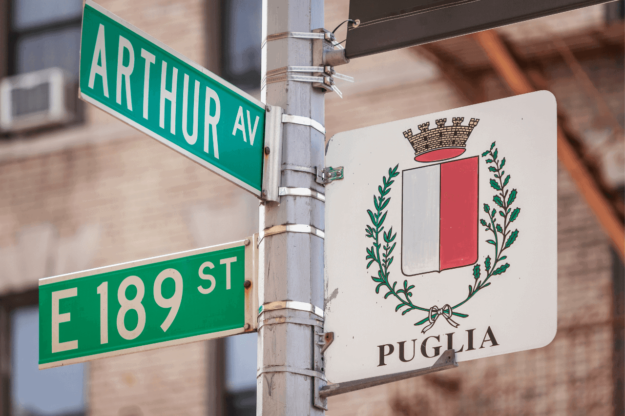 Cross streets of little italy in the bronx