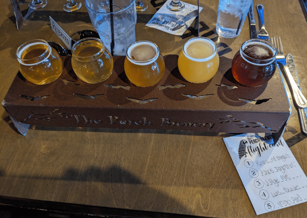Flight of craft beers showing one of the cool places to go in phoenix arizona
