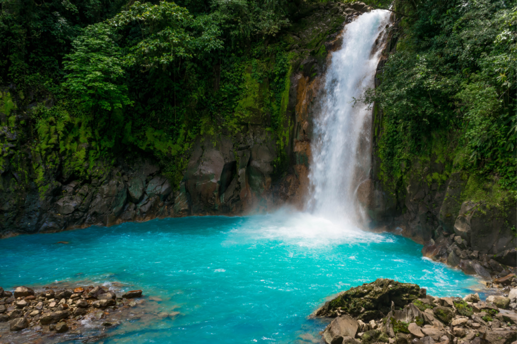 Blue waterfall in costa rica as one of the top 10 yoga destinations