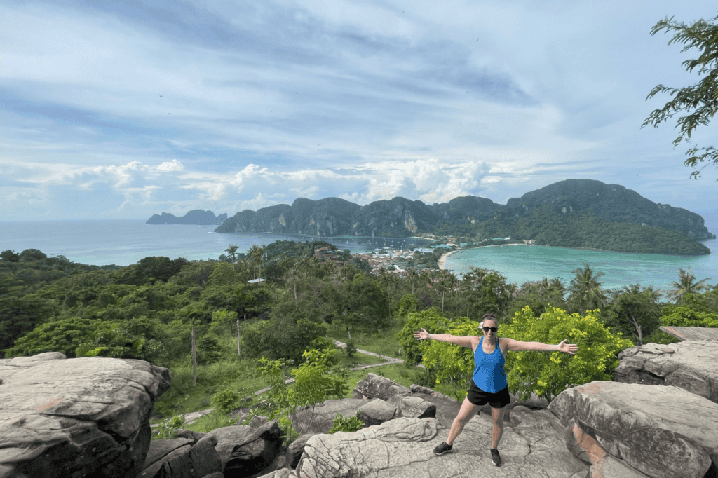 Gina standing above Koh Phi Phi