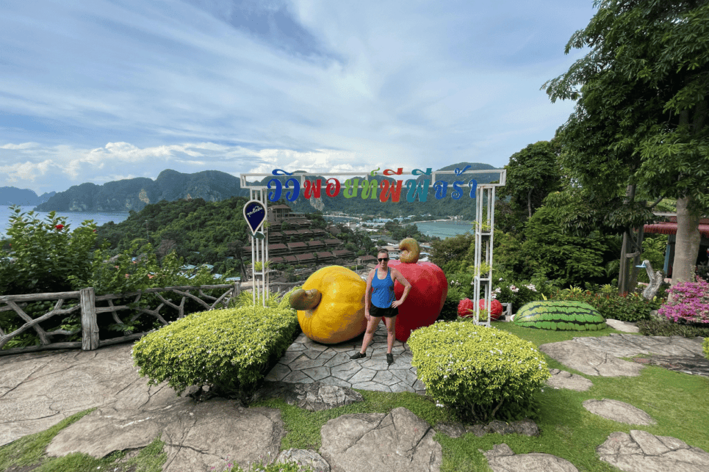 woman standing at the viewpoint of koh phi phi