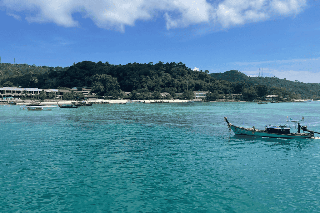 view from the ferry of phi phi