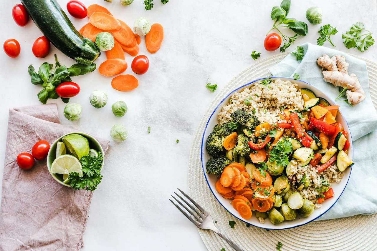 vegetable salad on plate at a digital detox spa weekend