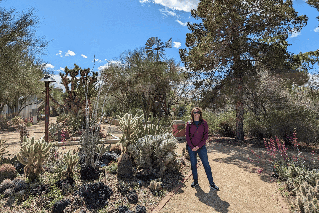 woman in a botanical garden at springs preserve