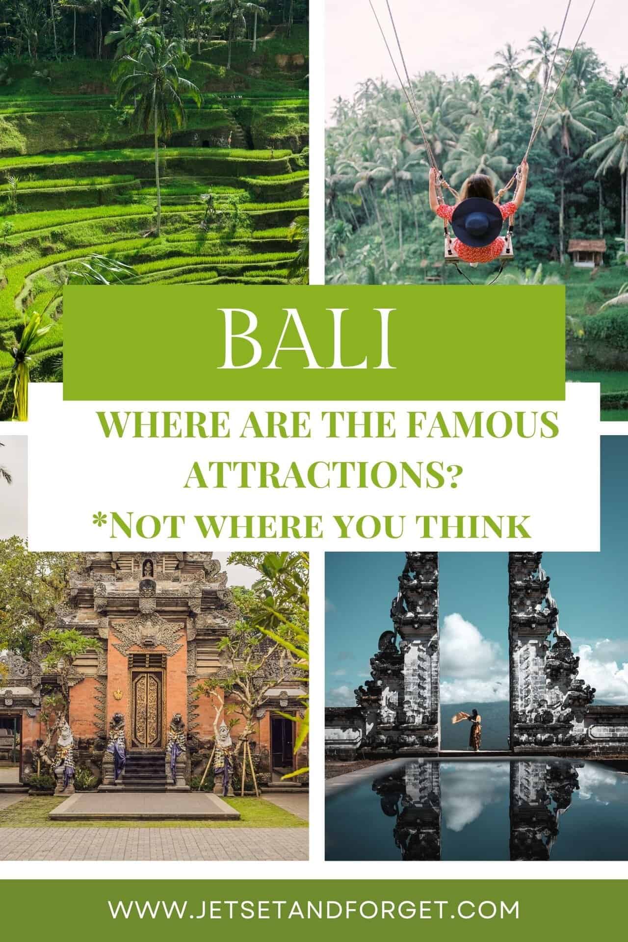 Discover Bali's famous attractions beyond the usual tourist spots, featuring rice terraces, temples, and scenic swings.