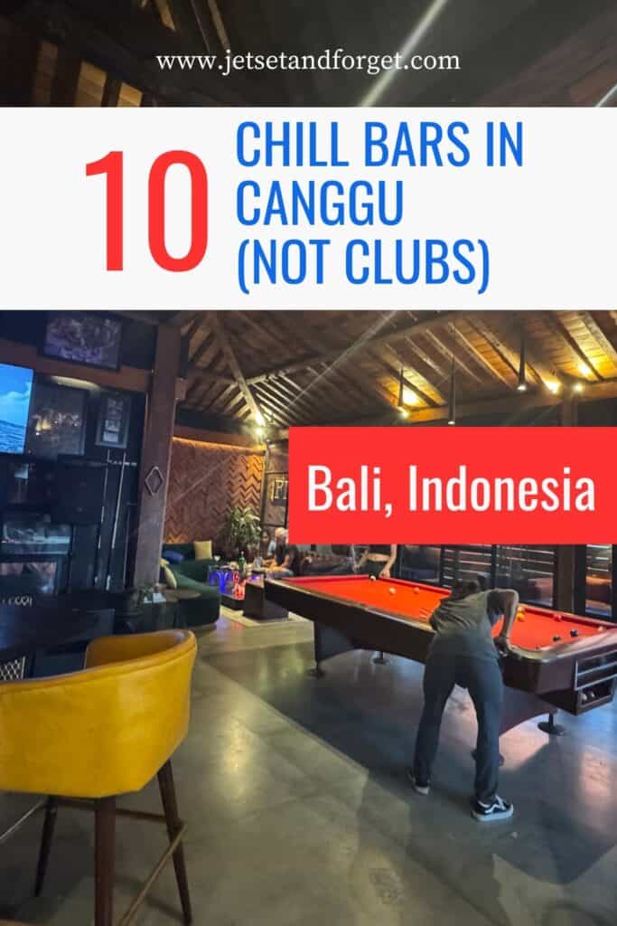 Cozy bar in Canggu with a pool table and relaxed atmosphere, part of a guide to the best chill bars in the area.