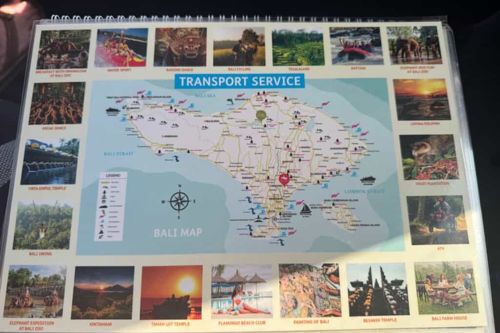 Detailed map of Bali inside of a binder