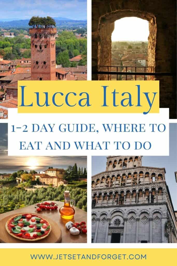 Grid of Lucca Italy images showing local life, landmarks, and picturesque scenery for travel inspiration