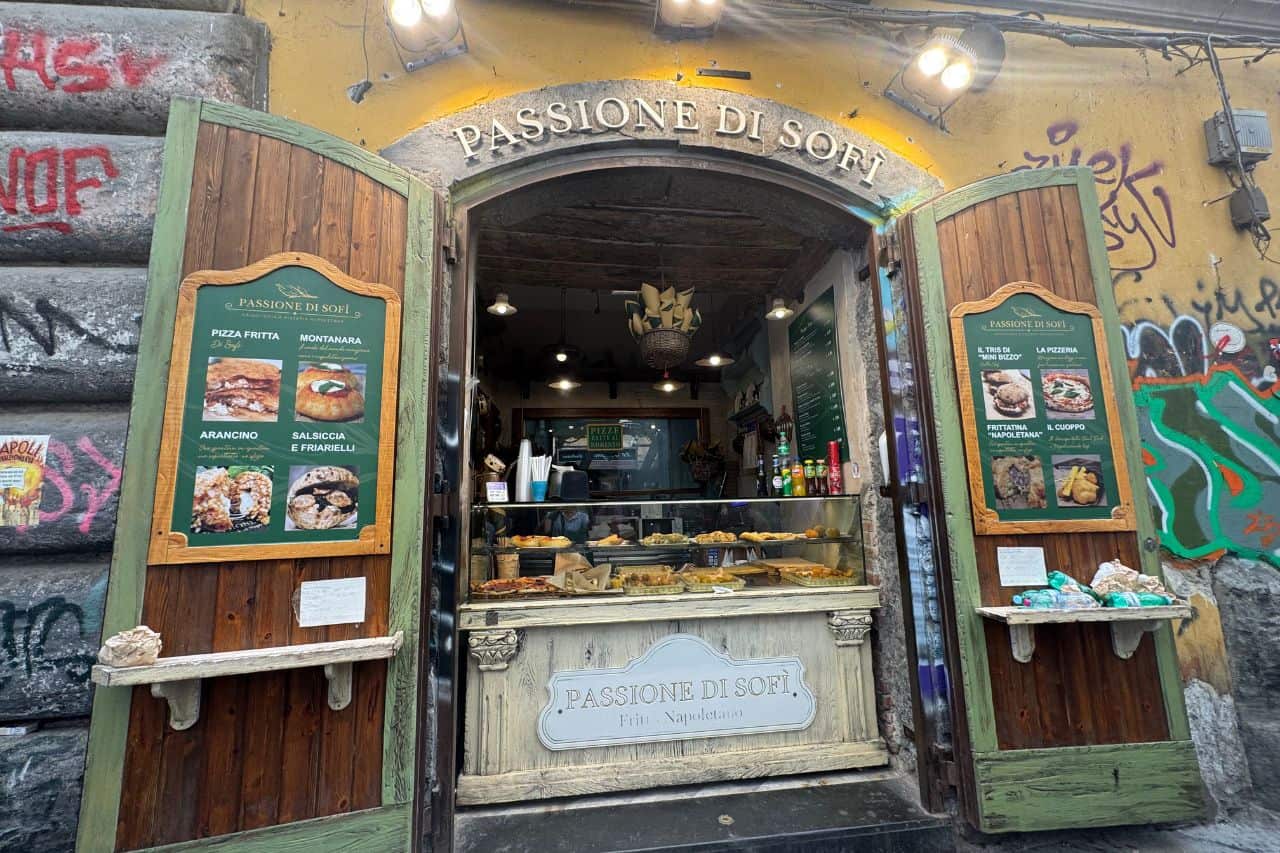 Fried seafood cuoppo served in a paper cone at Passione di Sofi in Naples