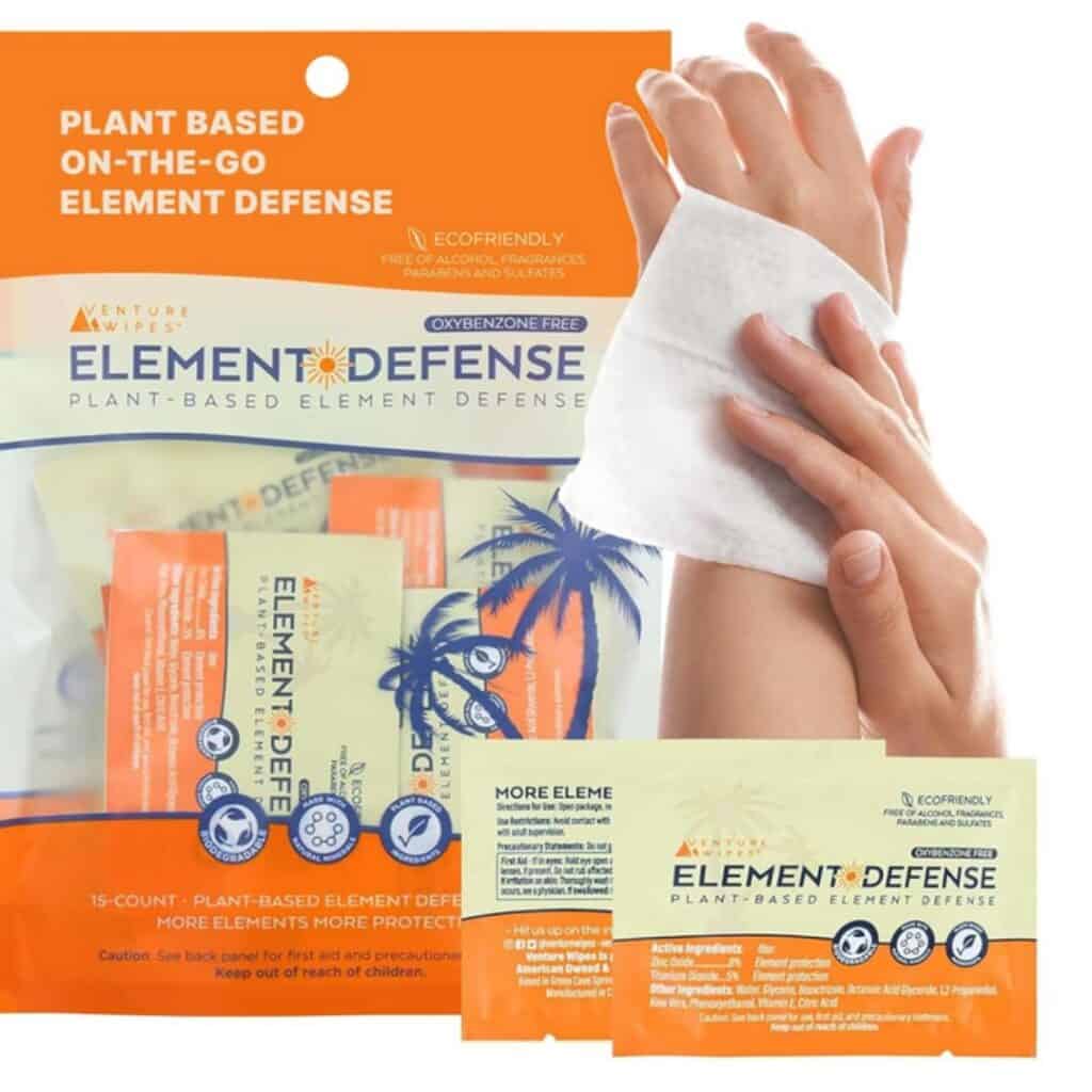 Individually wrapped sunscreen wipes for portable SPF application