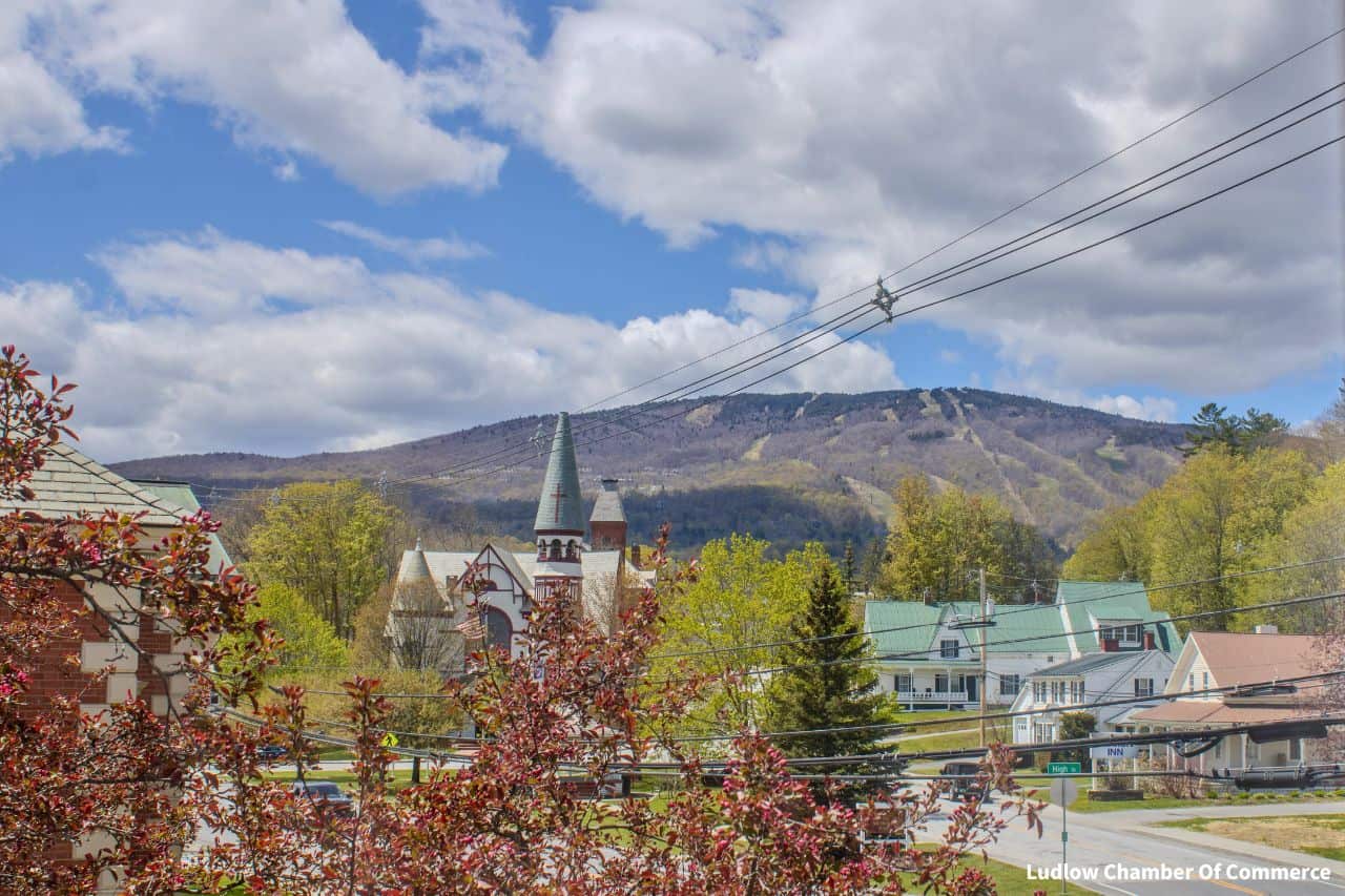 ludlow-vermont Mountain slopes and fall foliage in Ludlow Vermont